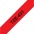 TZE-431 Label Tape 12 mm Black on Red 8 m
