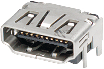 1747981-1, HDMI connector SMD without flange 19, TE Connectivity