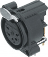 NC5FBH-B XLR Panel-mount female receptacle, 5 Poles B Horizontal/PCB Mounting Black