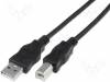 AK-300105-018-S Кабель; USB 2.0; вилка USB A, вилка USB B; никелированные; 1,8м
