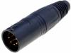 NC5MX-B, Вилка; XLR; "папа"; PIN:5; прямой; на провод; пайка; 3,5?8мм; 7,5А, Neutrik