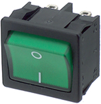 1805.7118, ROCKER; DPST; Положения:2; OFF-ON; 12A/250ВAC; зеленый; IP40, Marquardt