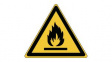 829428 ISO Safety Sign - Warning, Flammable Materials, Triangular, Black on Yellow, Polyester, 1pcs