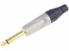 TM2P-AU, Вилка; Jack 6,35мм; "папа"; mono; прямой; на провод; пайка; серый, Amphenol