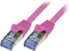 CQ3049S Patch cord; S/FTP; 6a; многопров; Cu; LSZH; розовый; 1,5м; 26AWG