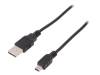AK-300130-018-S Кабель; USB 2.0; вилка USB A, вилка mini USB B; никелированные