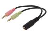 CA0020, Кабель; Jack 3,5 мм 4pin гнездо, вилка Jack 3,5мм 3pin x2, LOGILINK