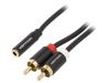 VAB-R01-B150 Кабель; Jack 3,5мм гнездо,вилка RCA x2; 1,5м; Покрытие: позолота