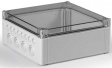 OPCM303013T Cubo O 300 x 300 x 132 мм, метрические выбивные отверстие, прозрачная крышка, PC
