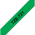 TZE-721 Этикеточная лента 9 mm черный на зеленом