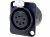 NC5FDL1-B, Гнездо; XLR; "мама"; PIN:5; фланец (2 отверстия), на панель; пайка, Neutrik