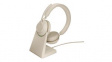 26599-989-988 Headset, Evolve 2-65, Stereo, On-Ear, 20kHz, USB/Bluetooth, Beige