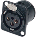 NC3FD-V-BAG, XLR Panel-mount female receptacle 3Pblack, Neutrik