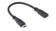 11.02.9015 Cable USB-C Plug - USB-C Socket 150mm USB 3.1 Black