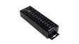 ST1030USBM Industrial USB Hub with ESD & Surge Protection, 10x USB A Socket/USB B Socket/Terminal Block - DC Power Jack