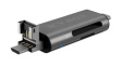 IB-CR201-C3 Memory Card Reader, External, Number of Slots 2, Micro USB-B 2.0 / USB-A 3.0 / USB-C 3.0, Silver