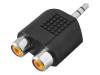 CA1001, Вилка Jack 3,5мм, гнездо RCA x2; Цвет: черный, LOGILINK