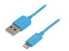 UA0202 Кабель; USB 2.0; вилка USB A, вилка Apple Lightning; 1м; синий