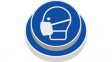 307918 3D Safety Sign, Wear Mask, Rectangular, White on Blue, Vinyl, Mandatory Action,