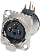 NC3FD-H, Гнездо; XLR; "мама"; PIN:3; угловой 90°; THT; серебристый; 6А, Neutrik