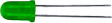 HLMP-3680 LED; 5мм; зеленый; 1,6мкд; 60°; 15мА; 5В; Поверхность: выпуклая