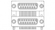 173114-0106 Dual Port D-Sub Connector, Socket, DE-9, Through Hole