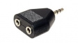 11.99.4440 Audio Adapter, Straight, 3.5 mm Plug - 2x 3.5 mm Socket