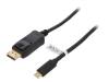 UA0335 Адаптер; вилка DisplayPort,вилка USB C; 1,8м; Цвет: черный