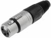 NC3FX Вилка; XLR; "мама"; PIN:3; прямой; на провод; пайка; 3,5?8мм; 16А