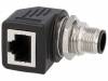 RJS-12D04FM-RS8001, Адаптер; гнездо RJ45,М12 "папа"; код D-Ethernet; PIN:4; Кат:5e, Amphenol