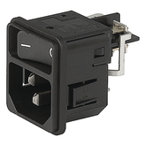 DC11.0001.201.21, Appliance inlet C14 Faston 4.8 x 0.8 mm 10 A/250 VAC Black S, Schurter