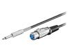 50706, Кабель; XLR "мама" 3pin, вилка Jack 6,35мм 2pin; 6м; черный, Goobay