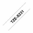 TZE-S231 Этикеточная лента 12 mm черный на белом