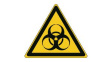 PIC W009-TRI 015-PE-SHEET/1 [54 шт] ISO Safety Sign - Warning, Biological Hazard, Triangular, Black on Yellow, Vinyl, Warning, 54pcs
