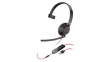 207577-201 Headset, Blackwire 5200, Mono, On-Ear, 8kHz, USB/Stereo Jack Plug 3.5 mm, Black / Red