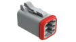 AT06-6S-RD01 Crimp Housing, Receptacle, 2 Rows, 6 Poles, Grey