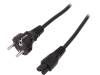 AK-440115-018-S Кабель; вилка CEE 7/7 (E/F), IEC C5 "мама"; 1,8м; черный; 10А