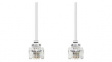 RND 765-00103 Telephone Cable, RJ11 Plug - RJ11 Plug, Flat, 2m, White