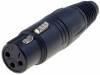 NC3FX-B Вилка; XLR; "мама"; PIN:3; прямой; на провод; пайка; 3,5?8мм; 16А