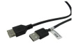 RND 765-00060 USB A Socket to USB A Plug Cable 600mm Black