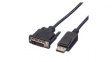 11.04.5612 Video Cable, DisplayPort Plug - DVI-D 24 + 1-Pin Male, 1920 x 1080, 5m