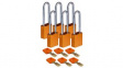150344 SafeKey Padlock with Steel Shackle, Keyed Different, Aluminium, Orange, Pack of 