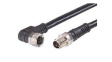 1200280016 Nano-Change (M8) Double-Ended Cordset with Knurled Hexnut 3 Poles Male (Straight) to Female (90°) 24 AWG Black PVC 1m
