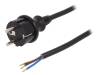 W-98384, Кабель; SCHUKO вилка,вилка CEE 7/7 (E/F),провода; 3м; черный, PLASTROL