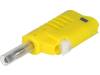 D-1083, Вилка; "банан" 4мм; 36А; 30ВAC; 60ВDC; желтый; с осевым гнездом, Donau