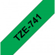 TZE-741 <br/>Ленты Brother для P-touch 18 mm черный на зеленом