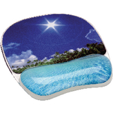 9202601, Photo Gel wrist support with mouse pad, beach design -, Fellowes
