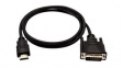 V7HDMIDVID-01M-1E Video Cable, HDMI Plug - DVI Plug, 1920 x 1080, 1m