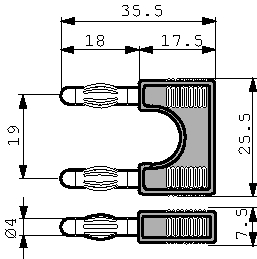 KS4-19L, Соединитель короткого замыкания ø 4 mm серый, Staubli (former Multi-Contact )