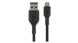 CAB007BT1MBK Braided Cable USB-A Plug - USB Micro-B Plug 1m Black